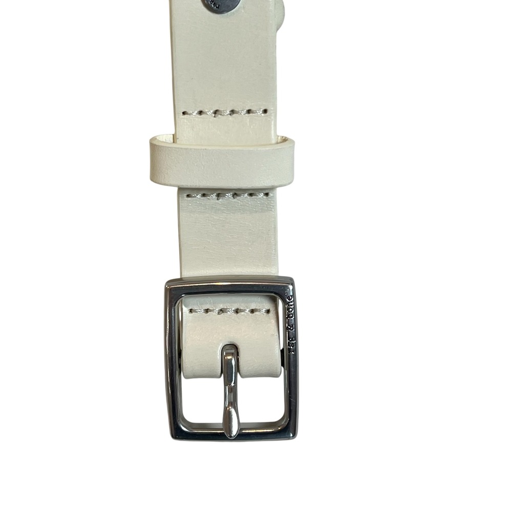Rag & Bone New York Womens Braided Leather Textile Belt Off White Cream Silver - Picture 6 of 6